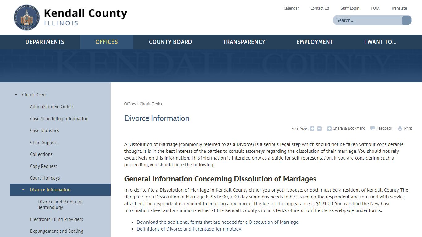 Divorce Information | Kendall County, IL