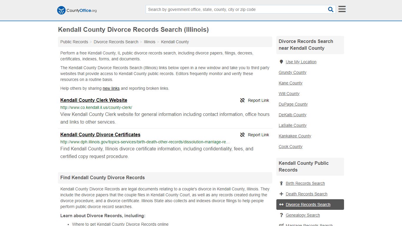 Divorce Records Search - Kendall County, IL (Divorce Certificates ...