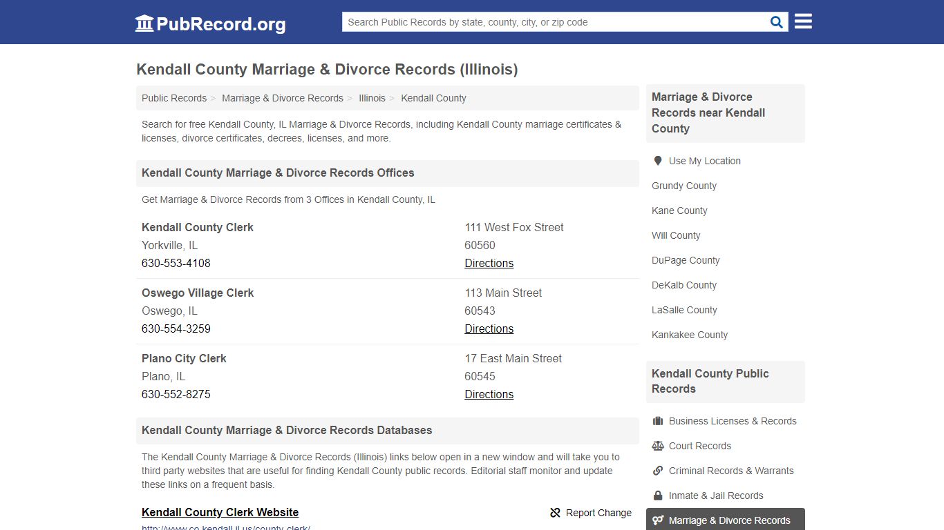 Kendall County Marriage & Divorce Records (Illinois)